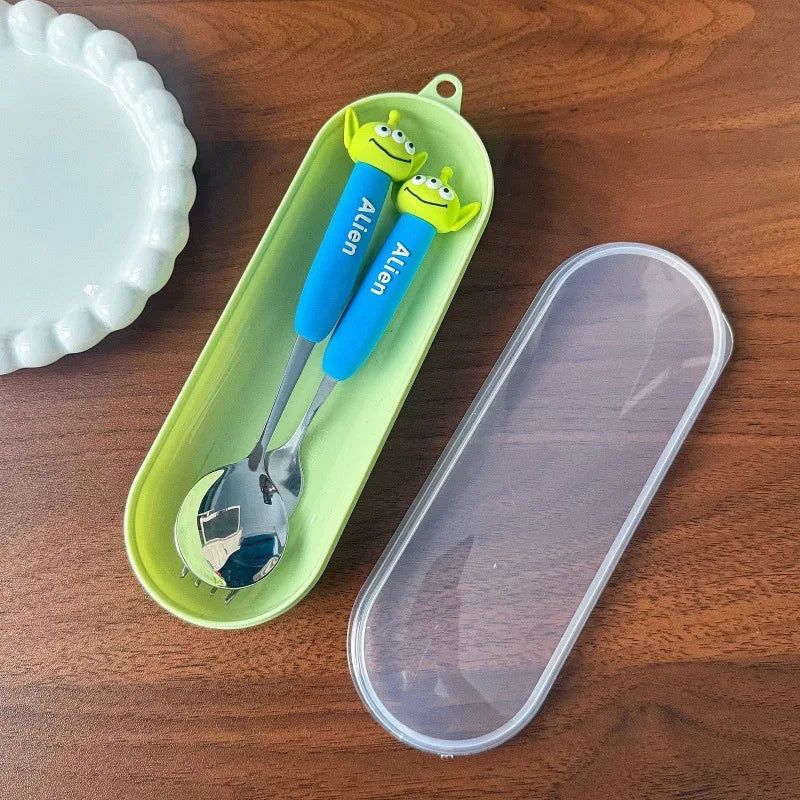 Alien Cutlery - Duo Spoon Fork Green Case