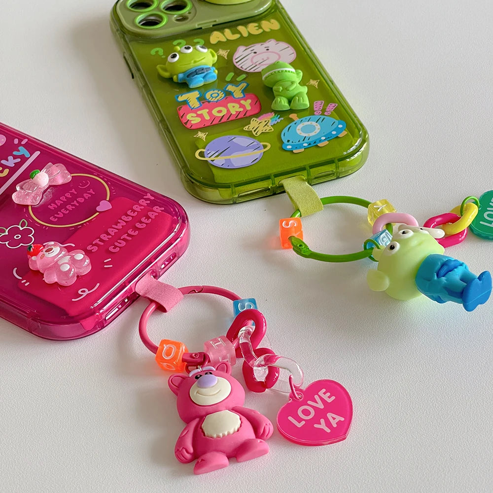 Coque Lotso - Charm 3D Ourson Fraise Fuchsia, Breloque Assortie