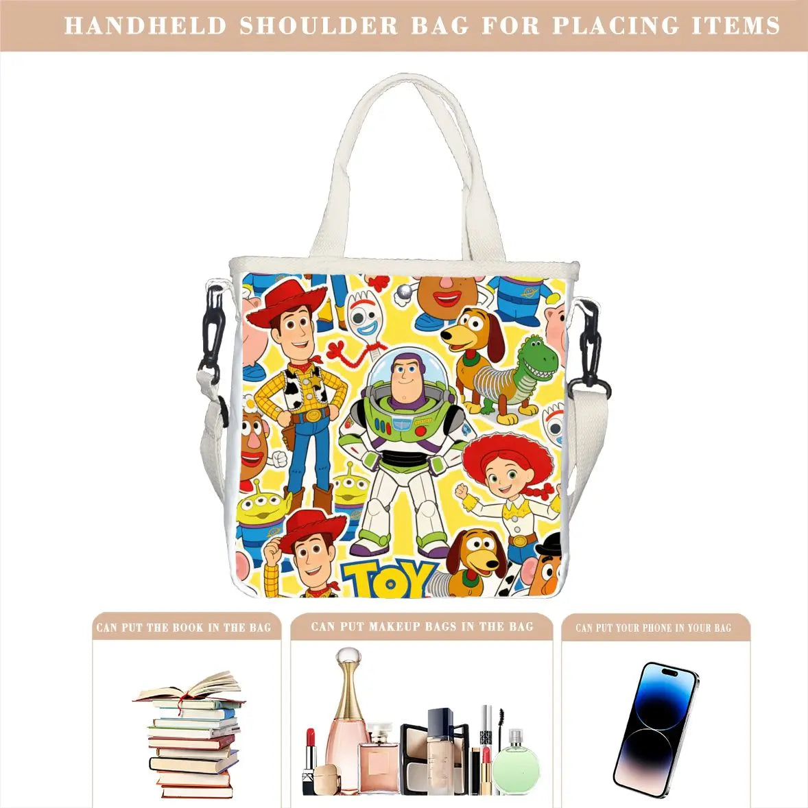 Borsa Tote Toy Story - Gruppo Completo Woody Buzz Jessie Forky