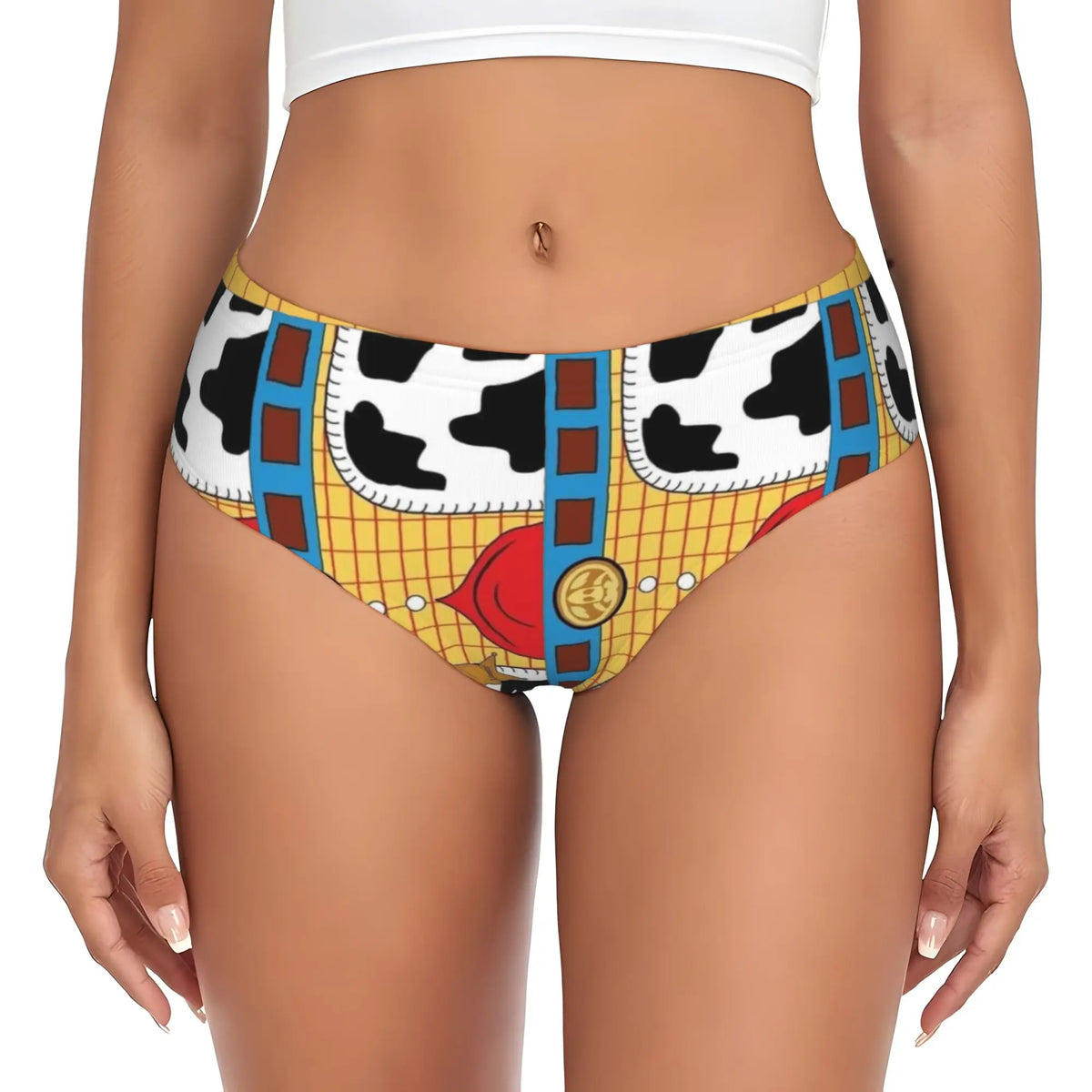 Woody Panties - Vest Overhemd Geruite Ster Badge Frame Koe (Close-up taille) (Rekstof)