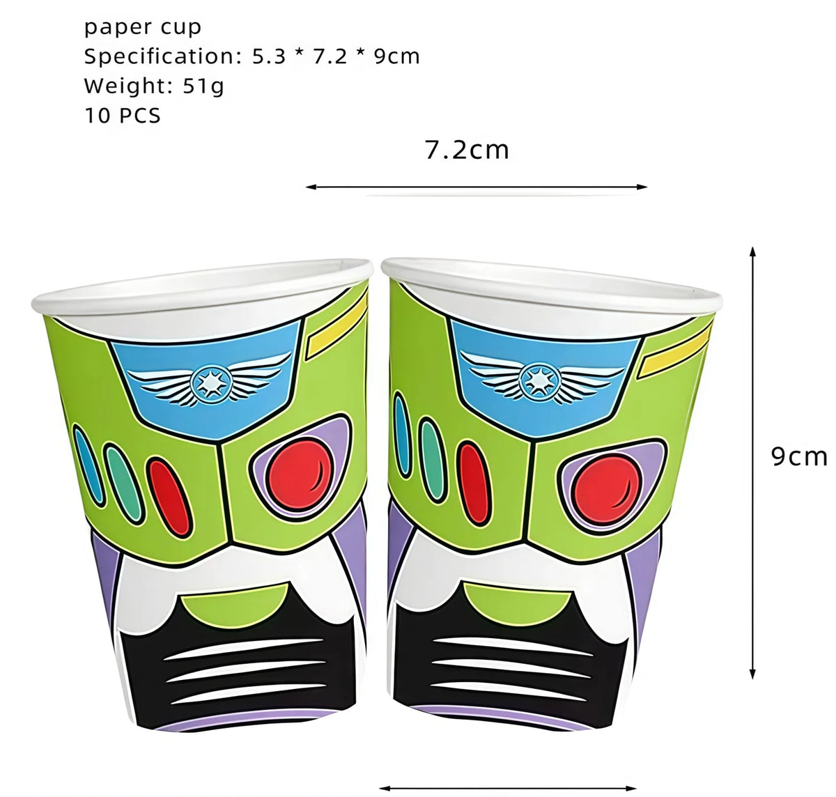 Bicchiere Buzz Lightyear - Torso Tuta Verde 10 pz