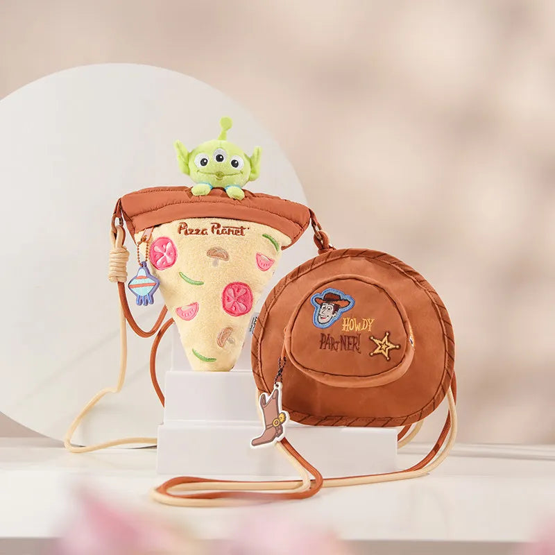 Sac Bandoulière Alien - Forme Part de Pizza "Pizza Planet", avec Breloque Vaisseau