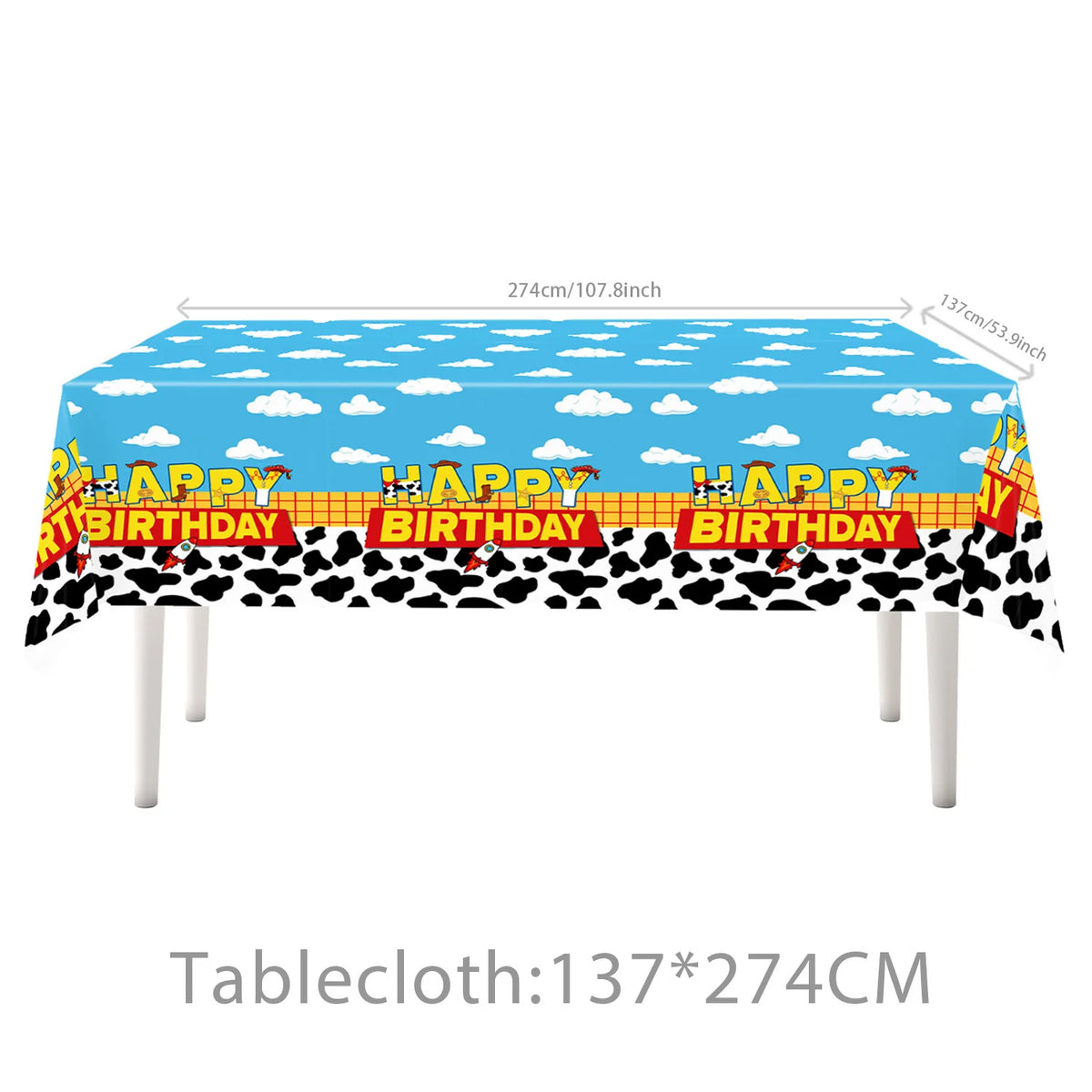 Toy Story Table Cloth - Happy Birthday Sky and Cow Pattern 137x274cm