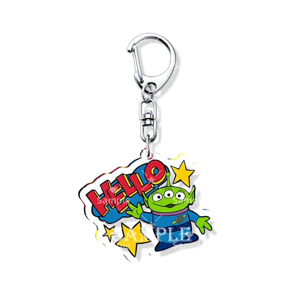 Porte-clés Alien - Texte Hello Étoiles