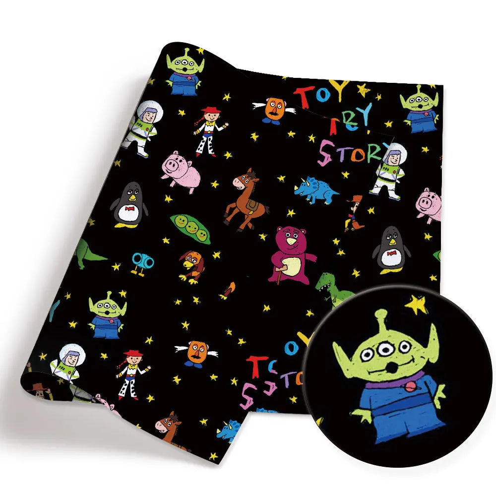 Tessuto Toy Story - Patchwork Nastro Completo Sfondo Nero 140x50cm