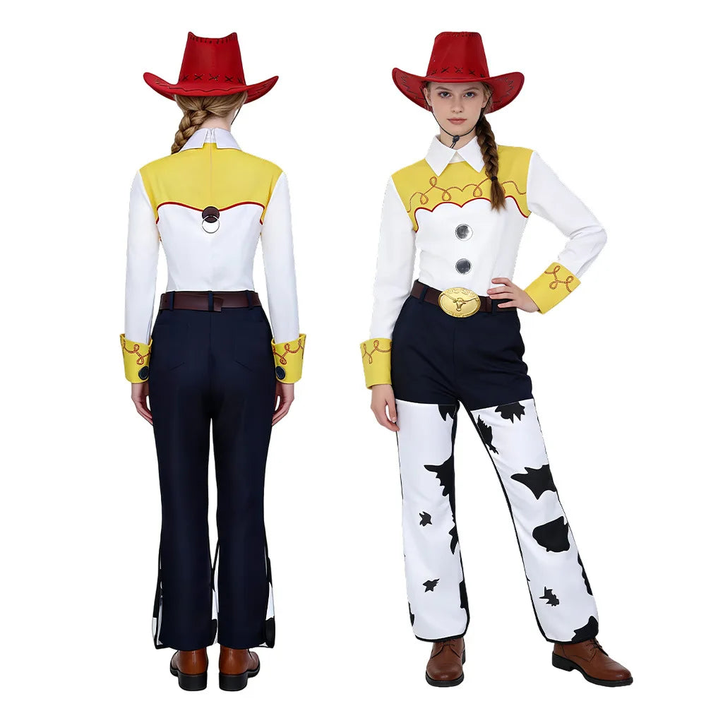 Jessie-Kostüm – Gelbes Hemd, Hosen, Kuhhut-Set
