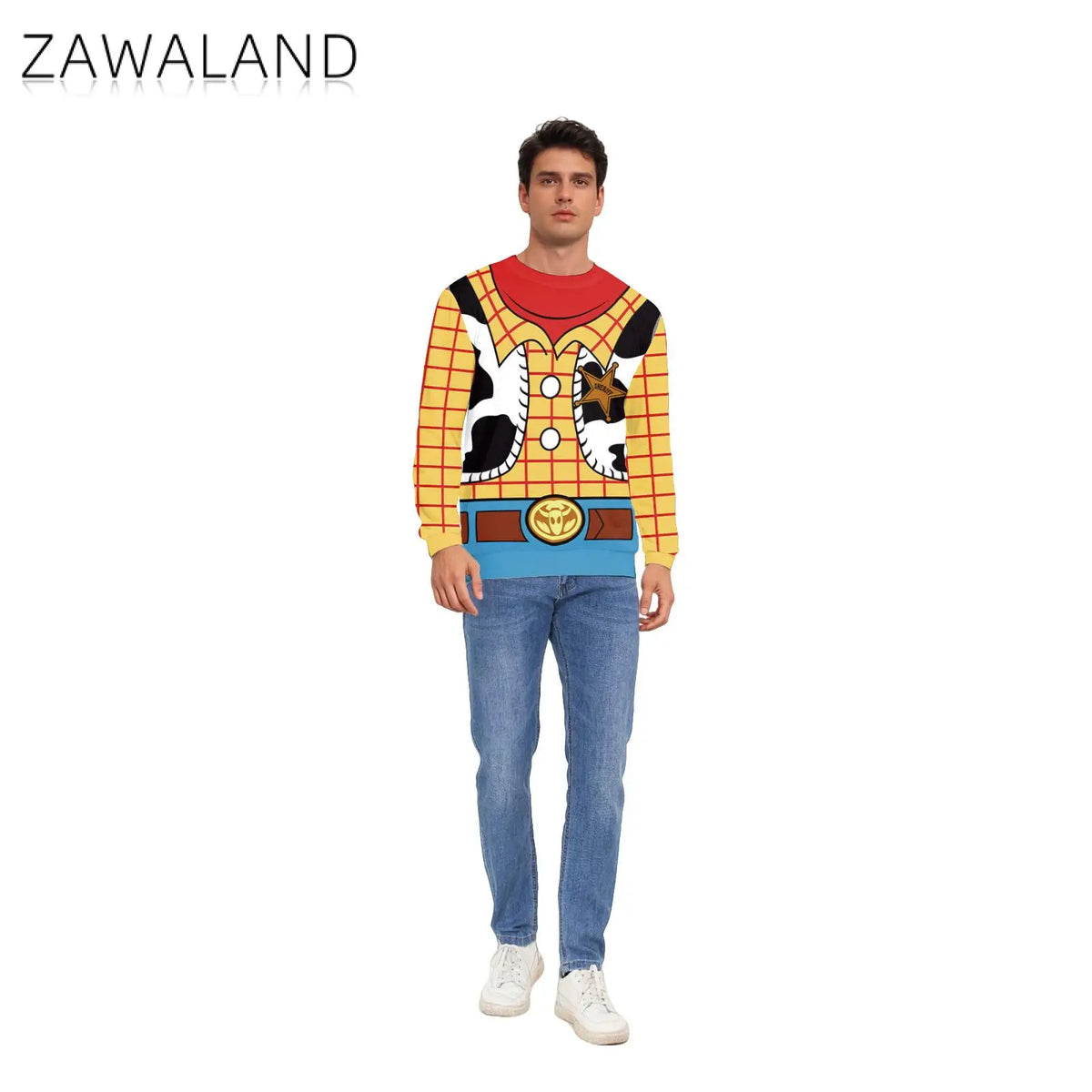 Jersey Woody - Chaleco Vaca Insignia Sheriff Cuello Rojo Cinturón