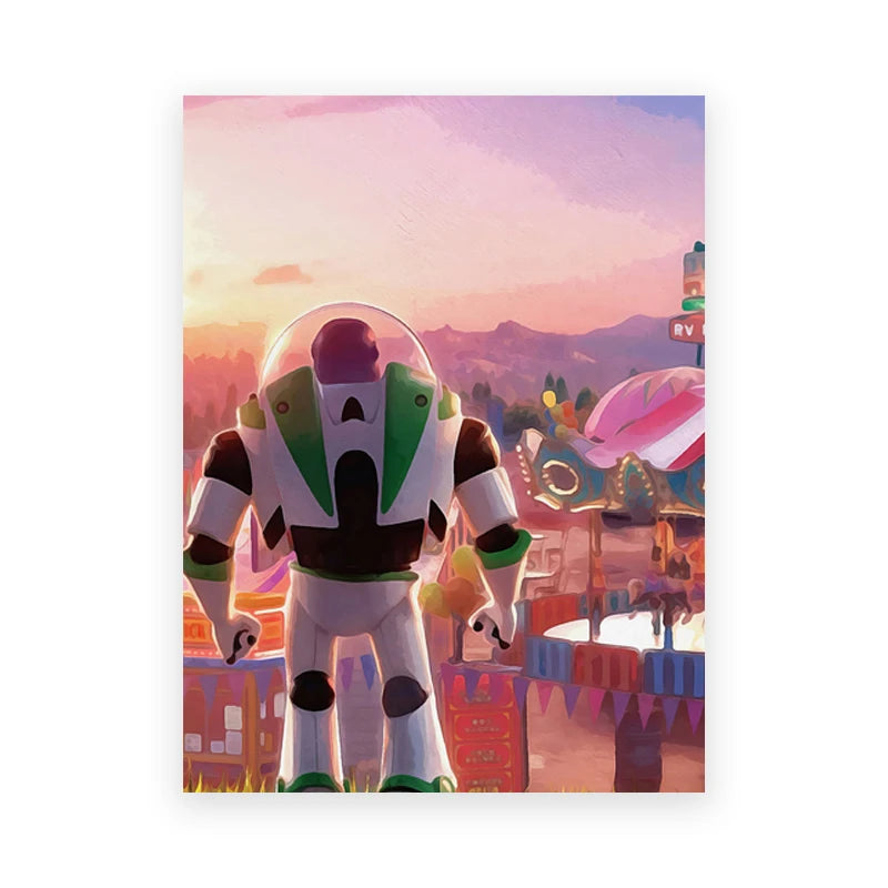 Poster Buzz Lightyear - Scena del luna park dipinto