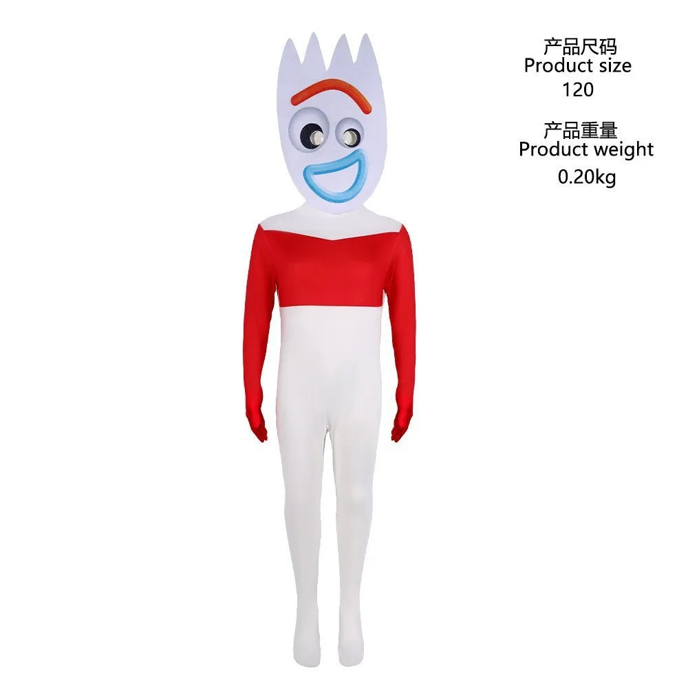 Fork Kostuum - Rood Wit Smile Head Jumpsuit