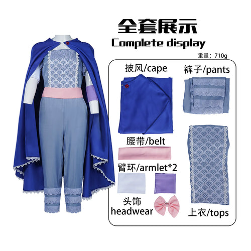 Costume Bo Peep - Blue cape jumpsuit with pink bow lace