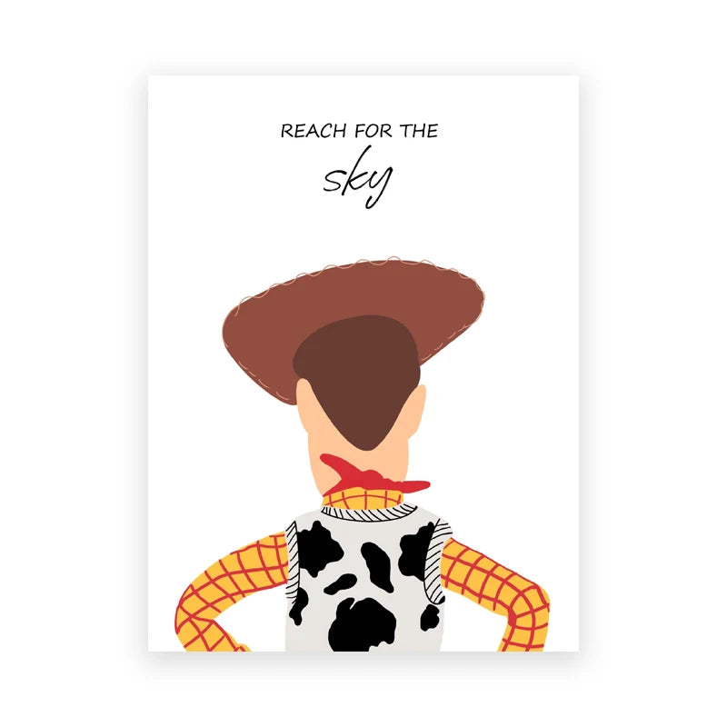 Woody Poster – Minimalistische Silhouette Reach for the Sky