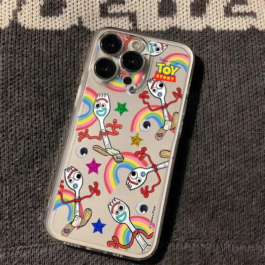 Coque de Téléphone Fourchette - Motif Répété Arcs-en-Ciel (Coque Transparente iPhone)