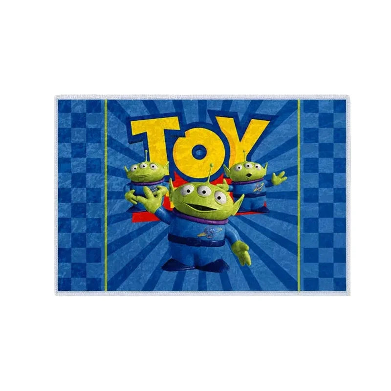 Alien Bath Mat - Trio Little Men Green Sky Blue Background