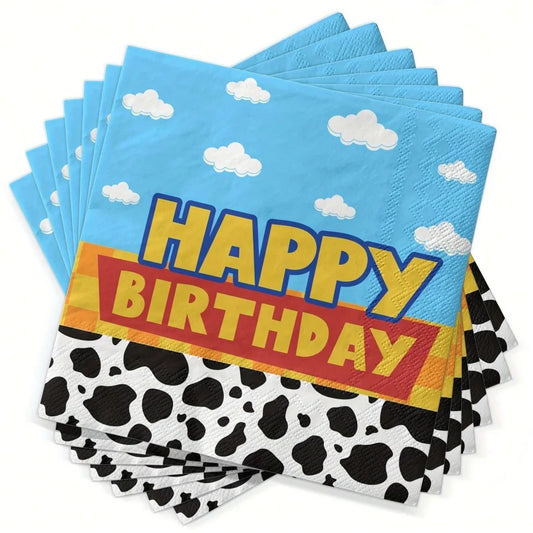 Toy Story Papierserviette – Happy Birthday Himmel und Kuh-Muster 20 Stück
