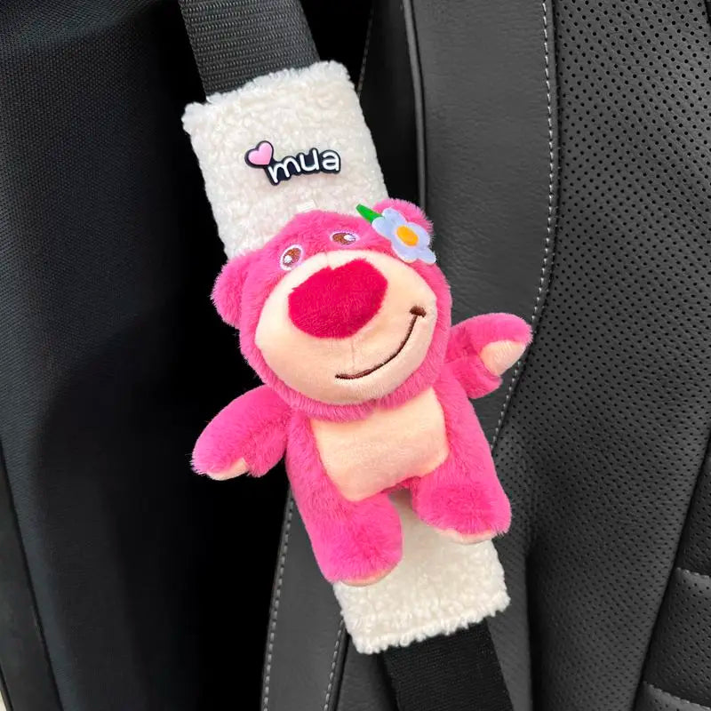 Lotso Seat Belt Cover - Plush with Flower and Mua Heart Patch