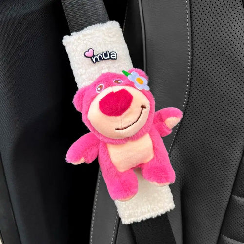 Lotso Seat Belt Cover - Plush with Flower and Mua Heart Patch