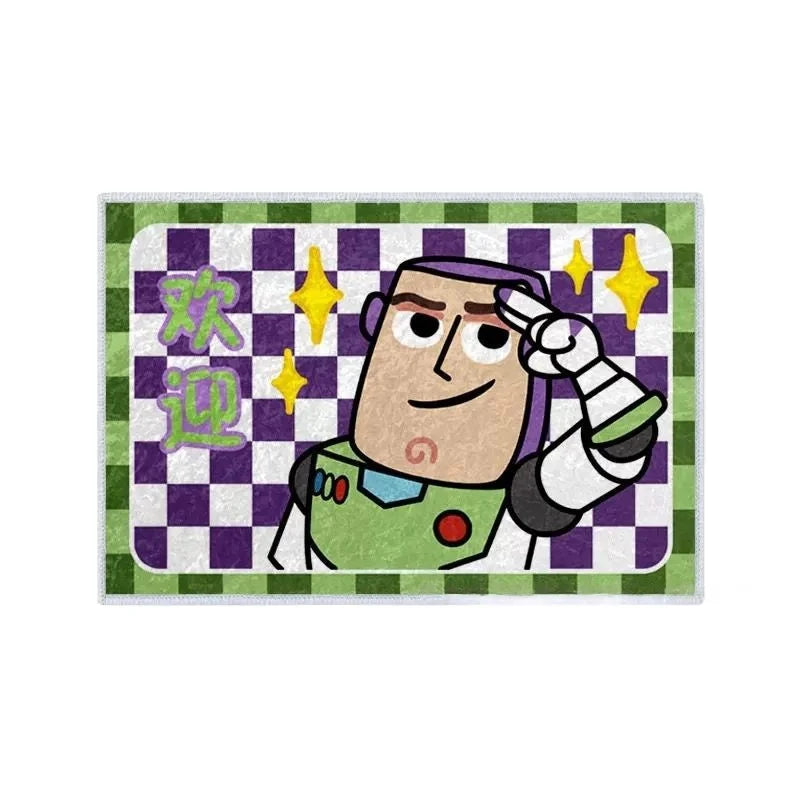 Alfombrilla de baño Buzz Lightyear - Retrato de tablero de damas morado y verde