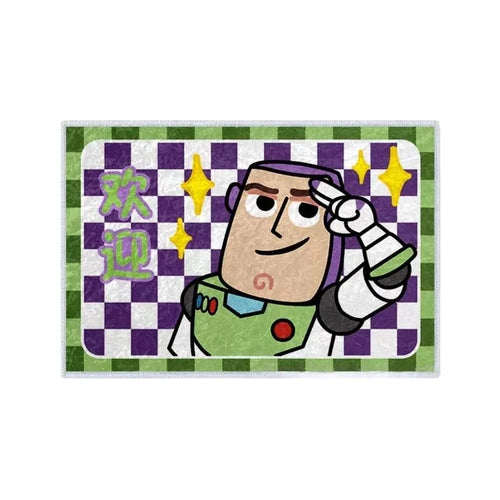 Alfombrilla de baño Buzz Lightyear - Retrato de tablero de damas morado y verde