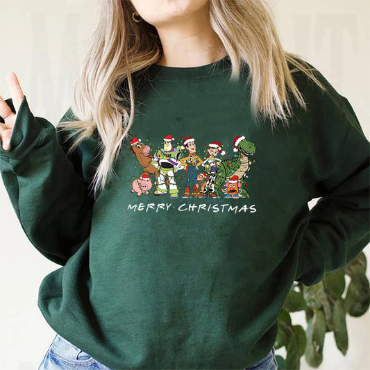 Toy Story Sweatshirt – Komplette Weihnachtsgruppe, Weihnachtsmann-"Frohe Weihnachten"-Hüte