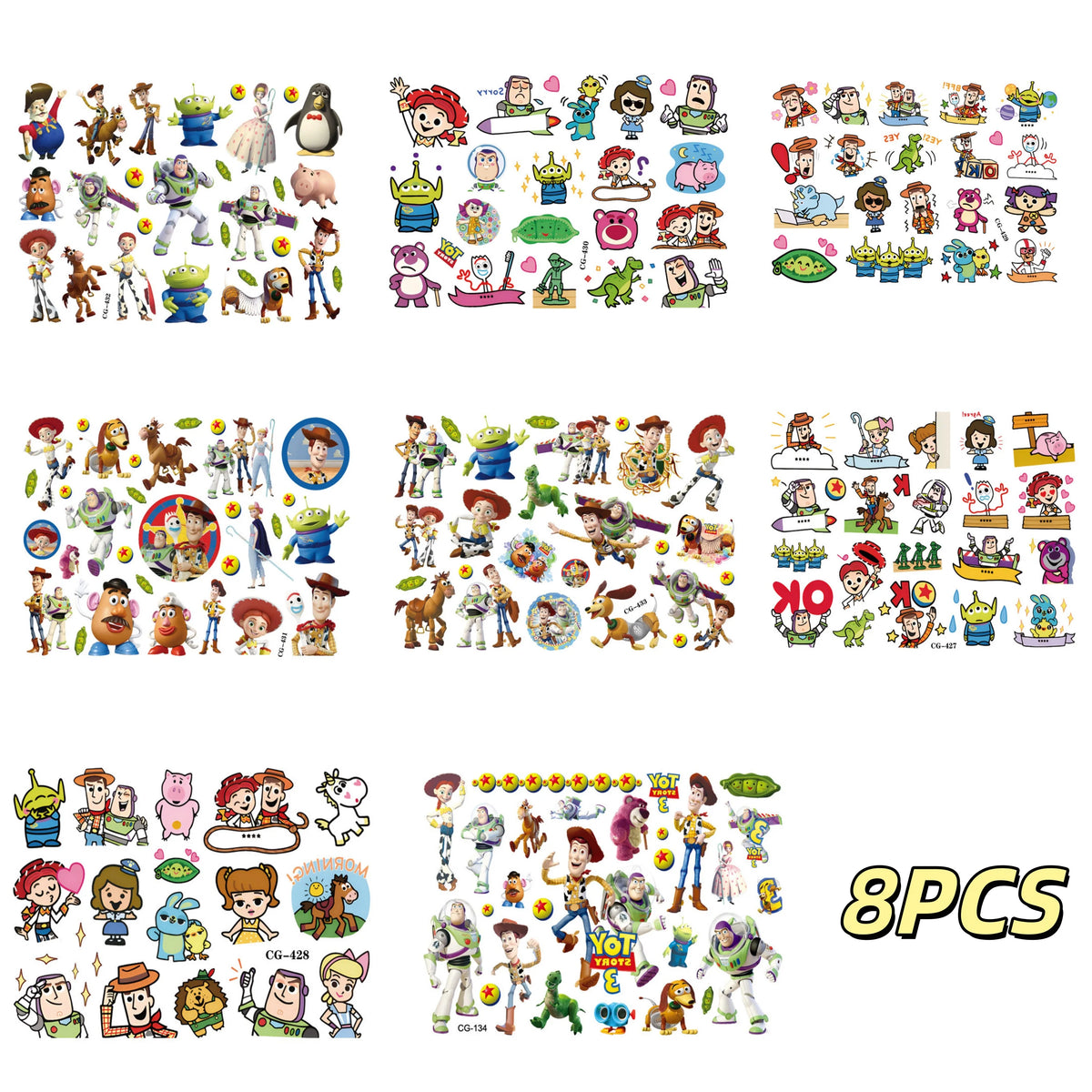 Toy Story Tattoo - Set of 8 Multi-Character Boards