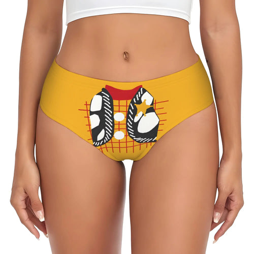 Culotte Woody - Gros Plan Gilet Badge Étoile Cadre Vache Fond Jaune Orange (Tissu Stretch)