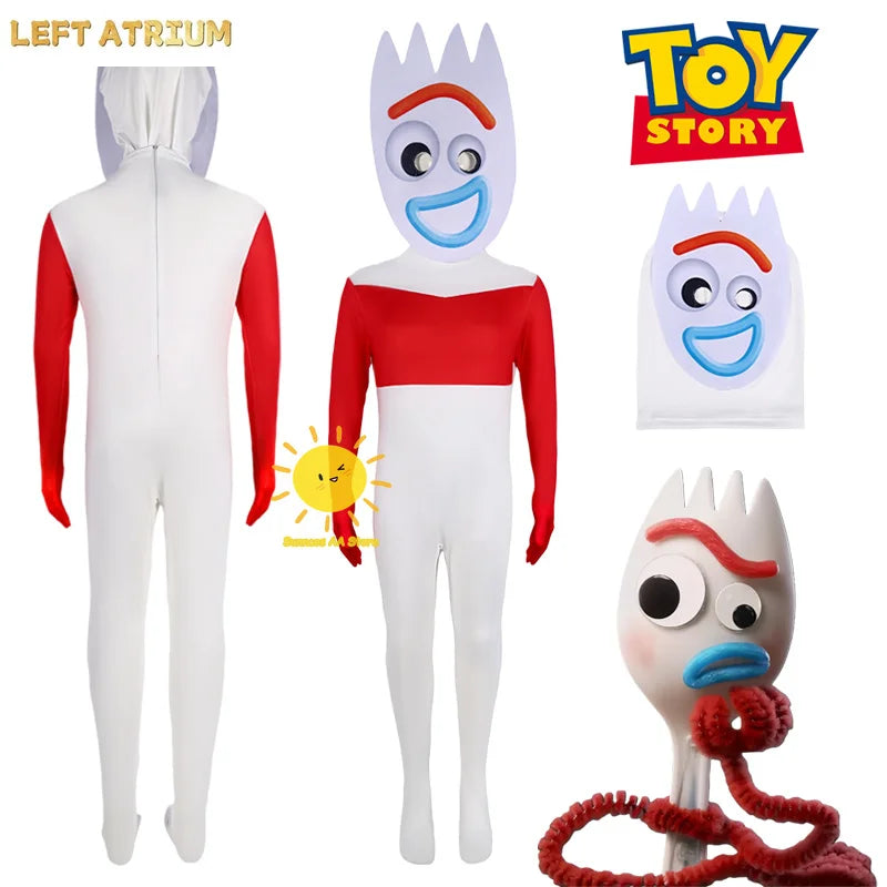 Fork Costume - Red White Jumpsuit Fork Head Mask