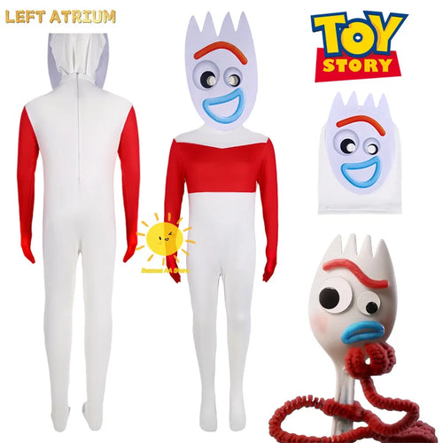 Fork Costume - Red White Jumpsuit Fork Head Mask