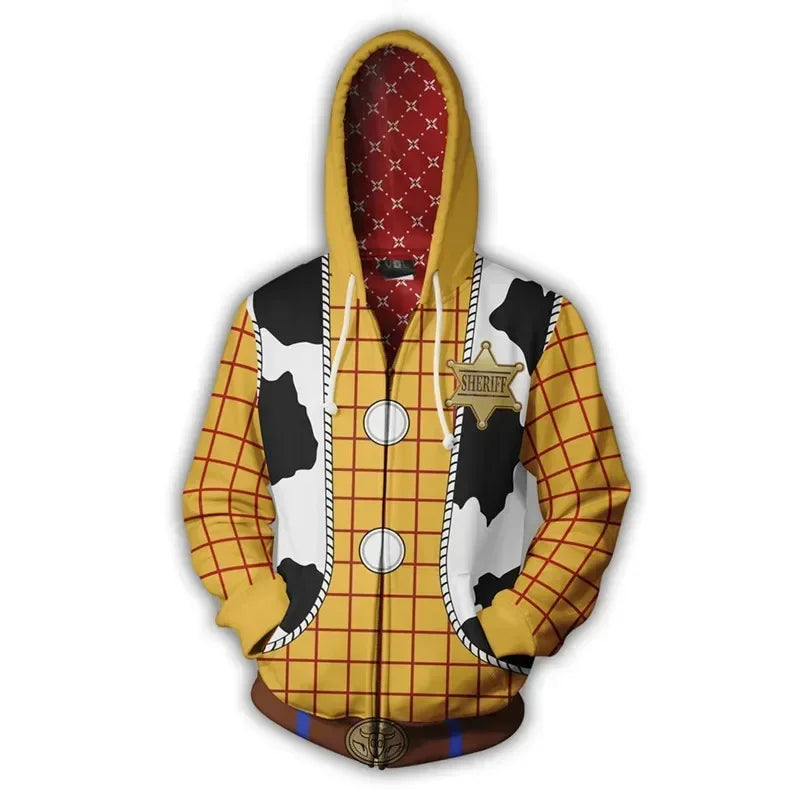 Sweat à Capuche Woody - Gilet Vache Doublure Rouge Badge Shérif