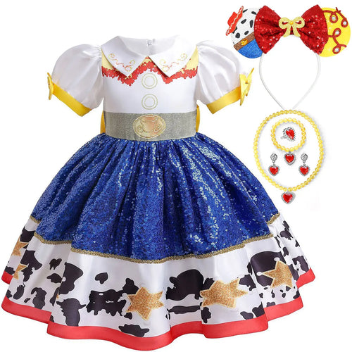 Disfraz de Jessie - Conjunto Vestido Joyas Collar Pulsera Corazón
