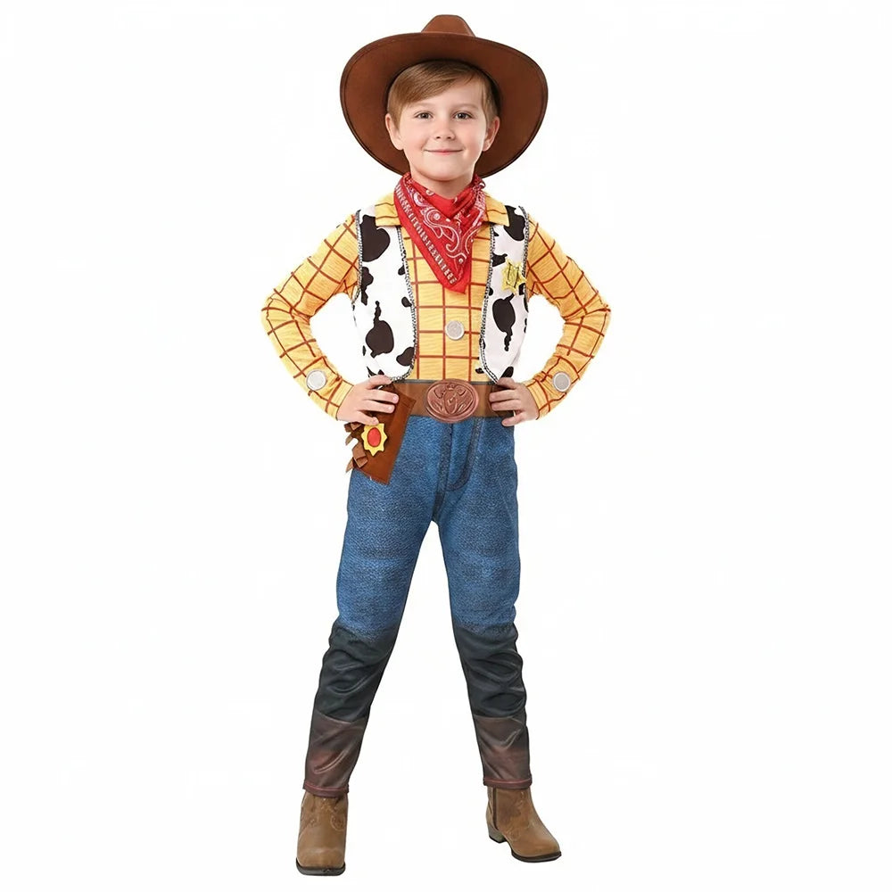 Woody Costume - 3 Piece Set Vest Cow Bandana Star Case Child