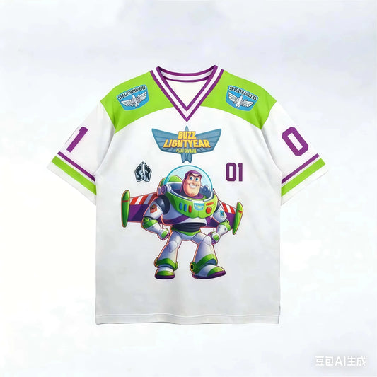 Buzz T-Shirt – Weißes & Lila Baseballtrikot Nr. 01