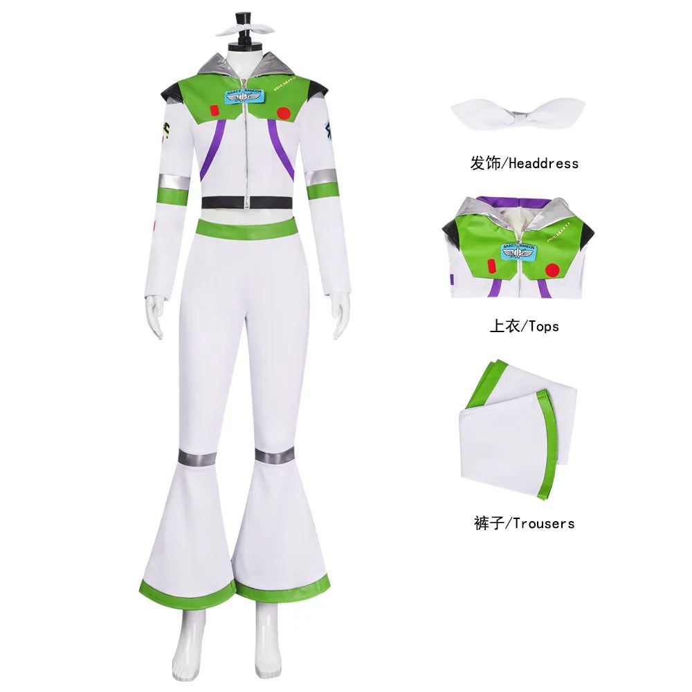 Buzz Lightyear Costume - Women's Flared Pants Zipped Crop Top Set