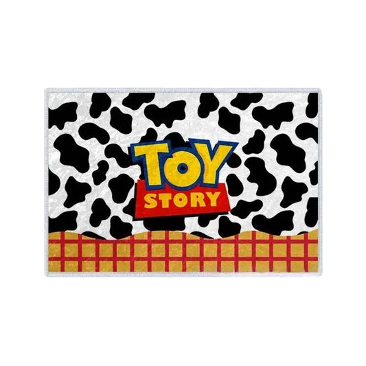 Toy Story Badematte – Rot-Gold-Kariertes Kuhmuster-Logo