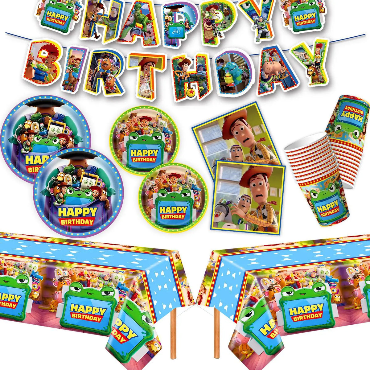Kit Decoración Cumpleaños Toy Story 5 y Lilypad - Pancarta, Globos, Adornos para Tartas