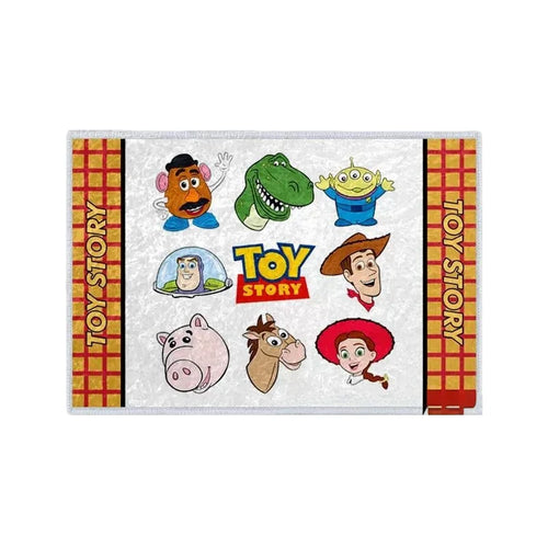 Alfombra de Baño Toy Story - Rejilla Ocho Personajes Damero Rojo Oro