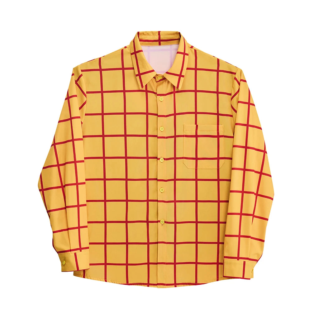Chudy Shirt – czerwono-żółta krata z długim rękawem dla dorosłych