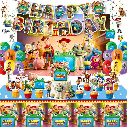 Kit Decoración Cumpleaños Toy Story 5 y Lilypad - Pancarta, Globos, Adornos para Tartas