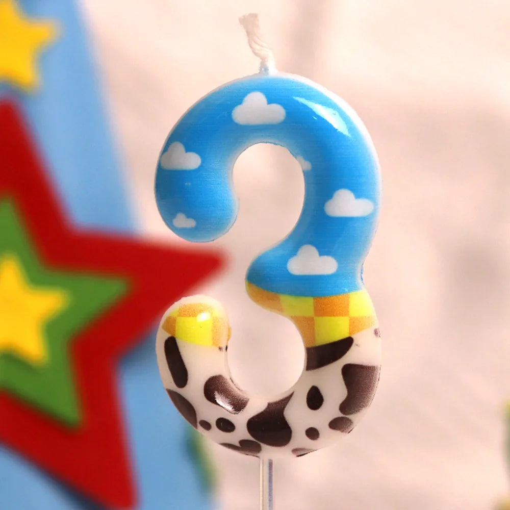 Vela de Tarta Toy Story - Número 3 Diseño Cielo y Vaca