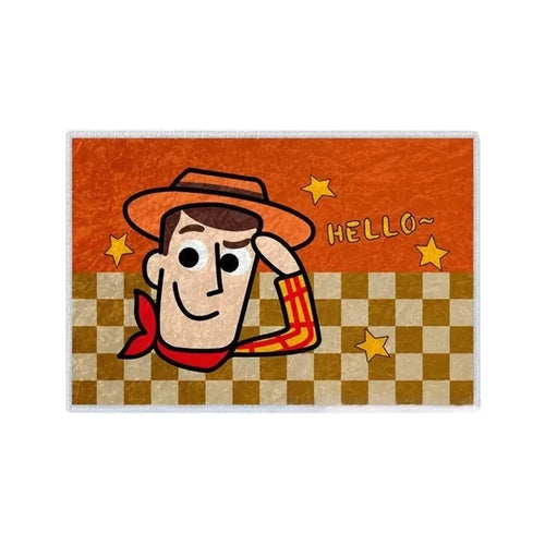 Woody Bath Mat – Porträt Hello Checkerboard Hintergrund