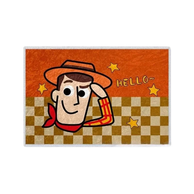 Woody Badematte – Orangefarbenes Schachbrett-Lächelndes Porträt