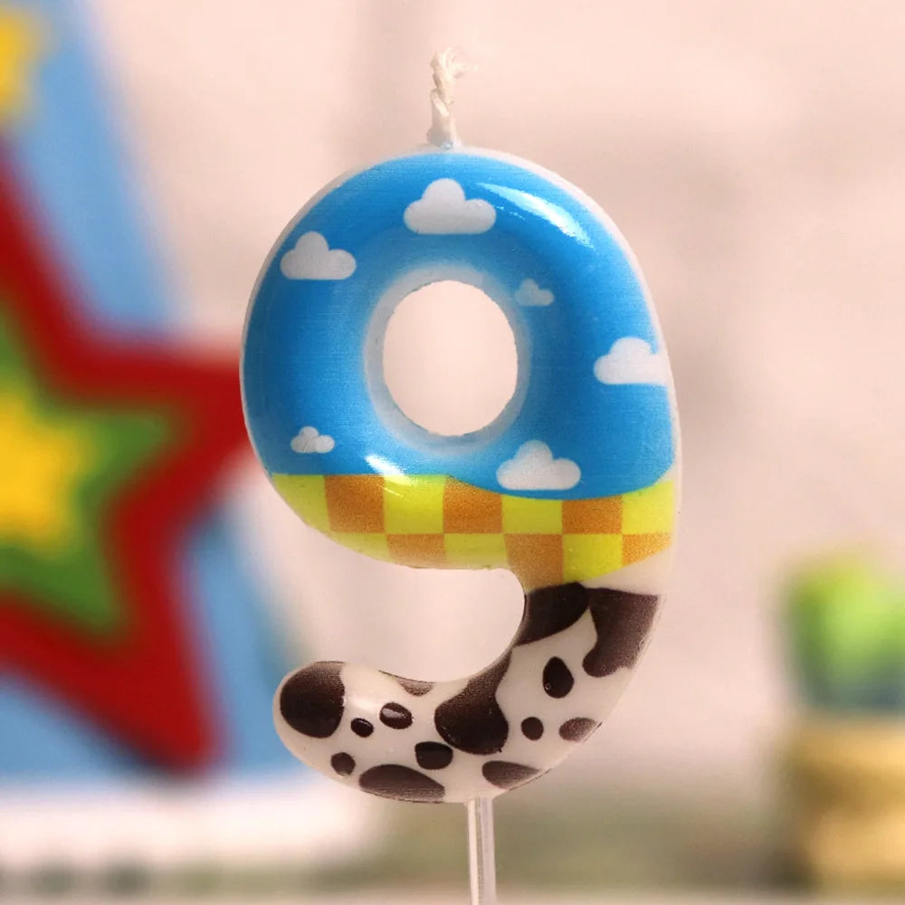 Vela de Cumpleaños Toy Story - Número 9 Diseño Cielo y Vaca