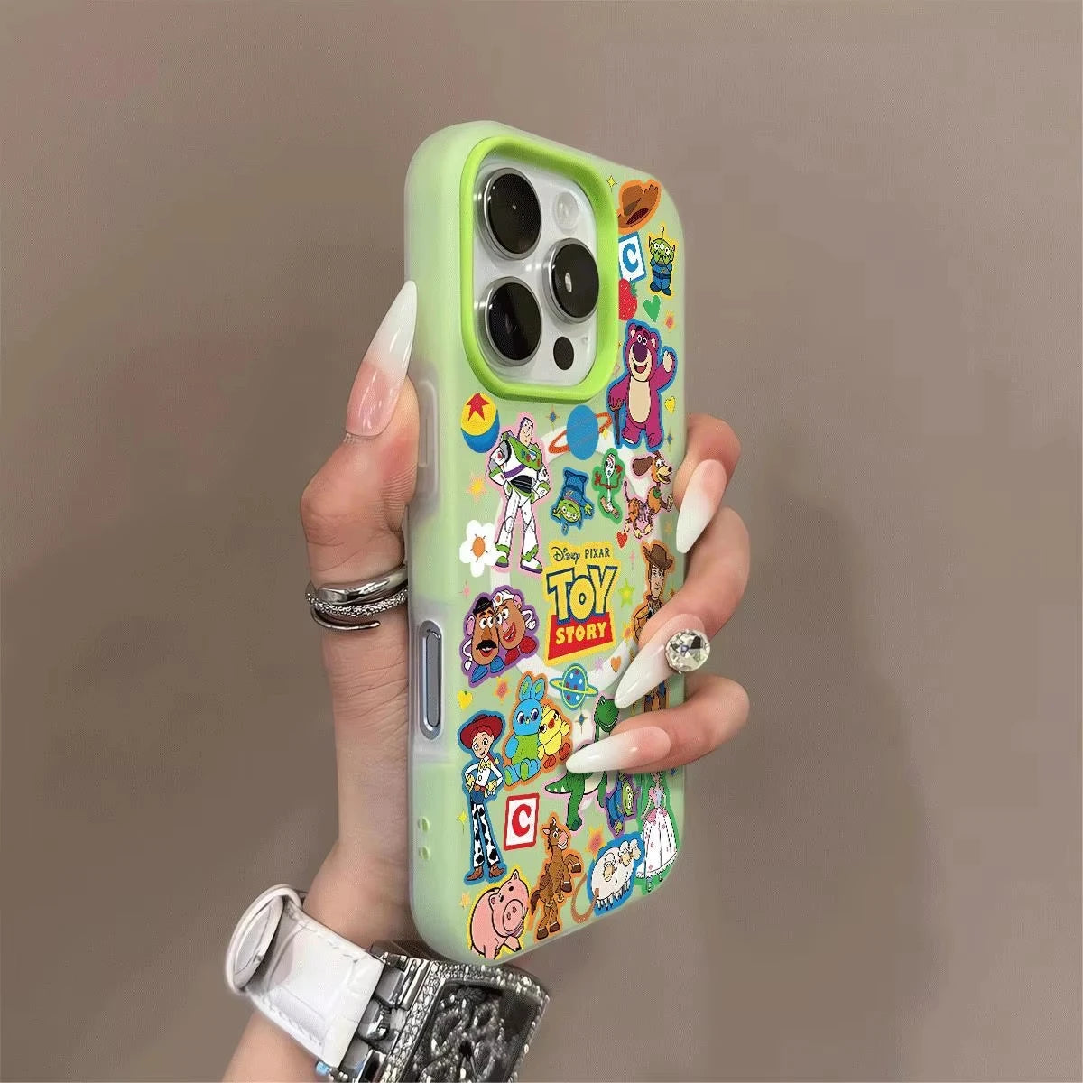 Coque Samsung A Toy Story - Collage Personnages, Mate Vert Pastel