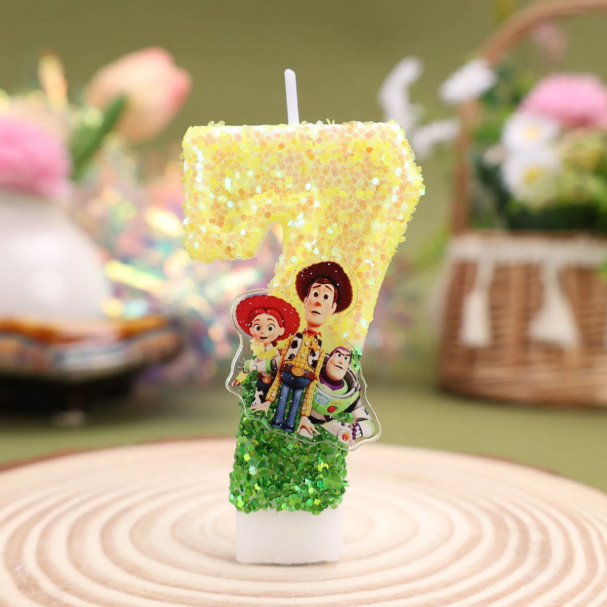 Toy Story Numer Świeca – brokat z naklejką Chudy Jessie Buzz, świece 0 do 9