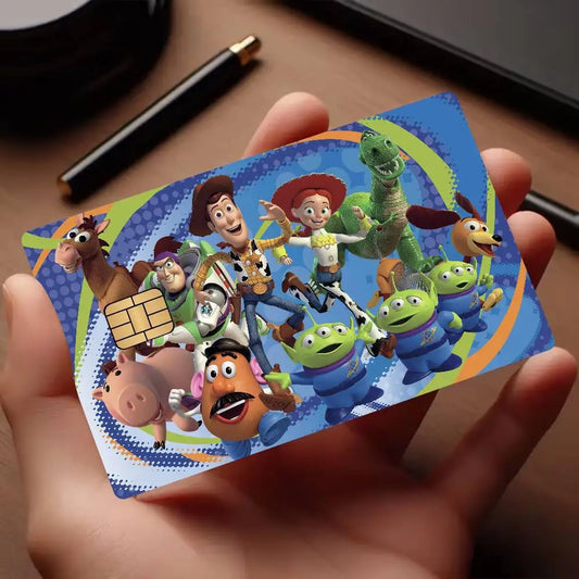 Toy Story Kreditkarten-Skin – Full Gathering Blue Swirl Hintergrund