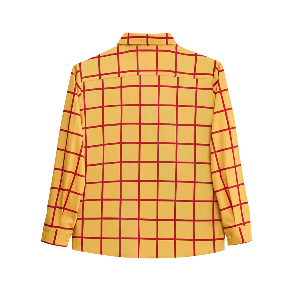 Chudy Shirt – czerwono-żółta krata z długim rękawem dla dorosłych