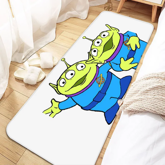Alien Rug – Neongrünes Duo mit weißem Hintergrund