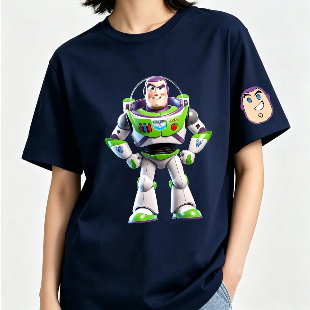 Buzz T-Shirt - Full Body Portrait Blue Background