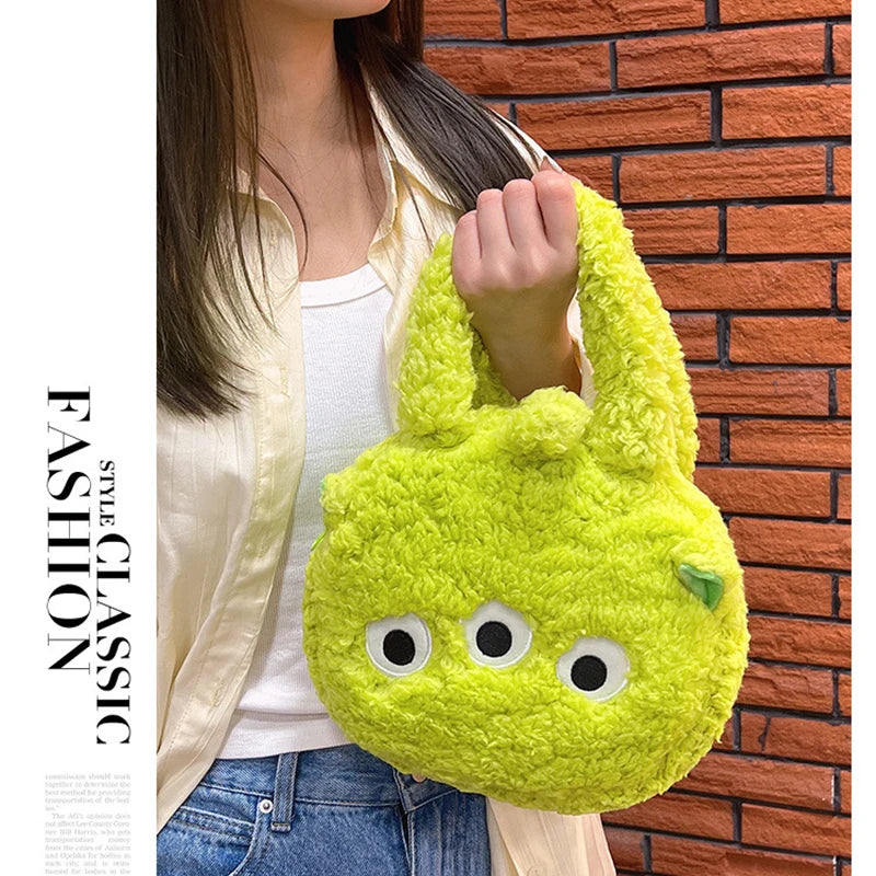 Bolso Alien - Forma Cabeza Peluche Verde