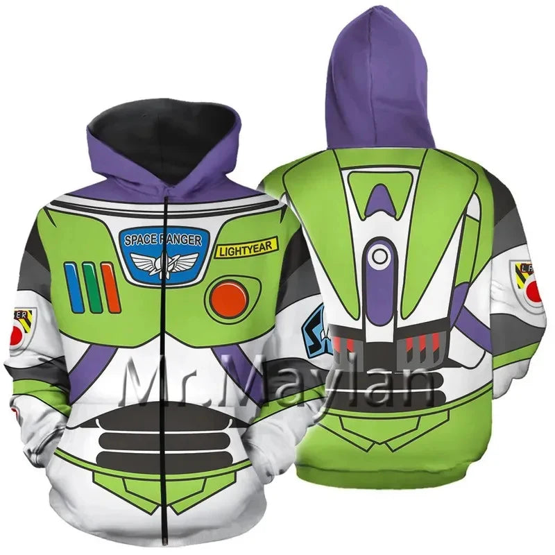 Buzz Lightyear Hoodie – Raumanzug mit Reißverschluss und lila Kapuze