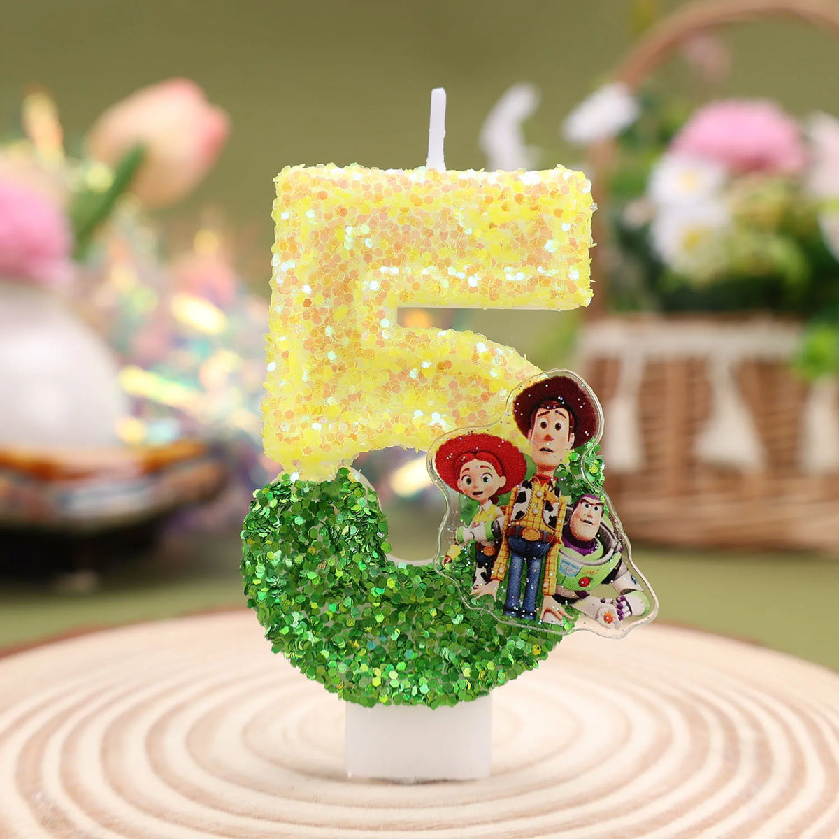 Toy Story Numer Świeca – brokat z naklejką Chudy Jessie Buzz, świece 0 do 9